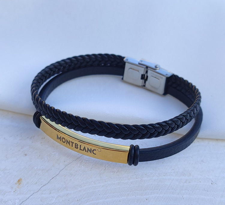 خرید دستبند چرمی مونبلانک دو دور
