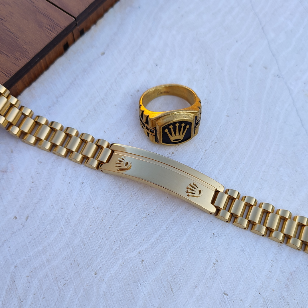 ست دستبند و انگشتر رولکس مردانه