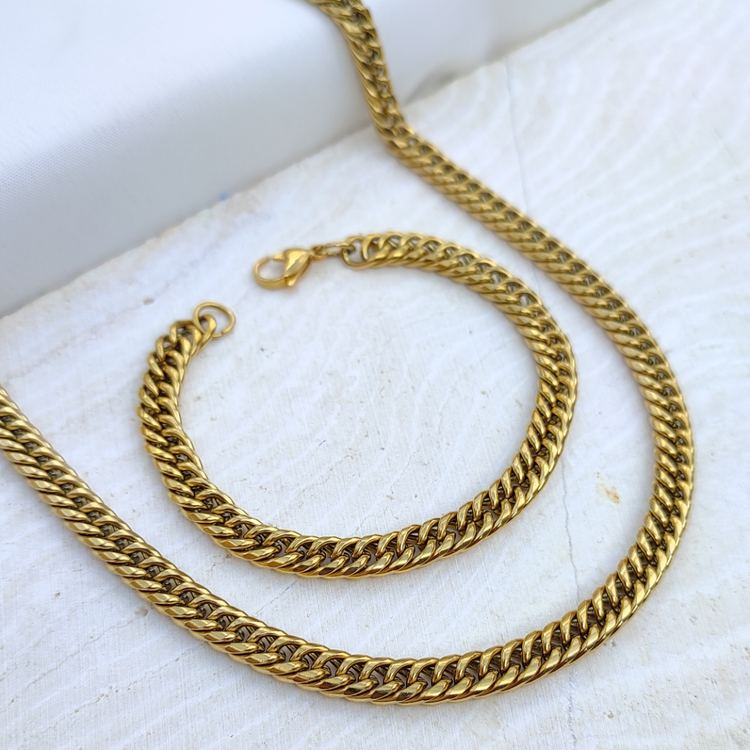 دستبند مردانه طلایی استیل