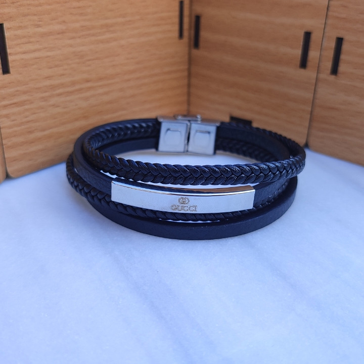 دستبند چرمی گوچی مردانه شیک ارزان مناسب هدیه