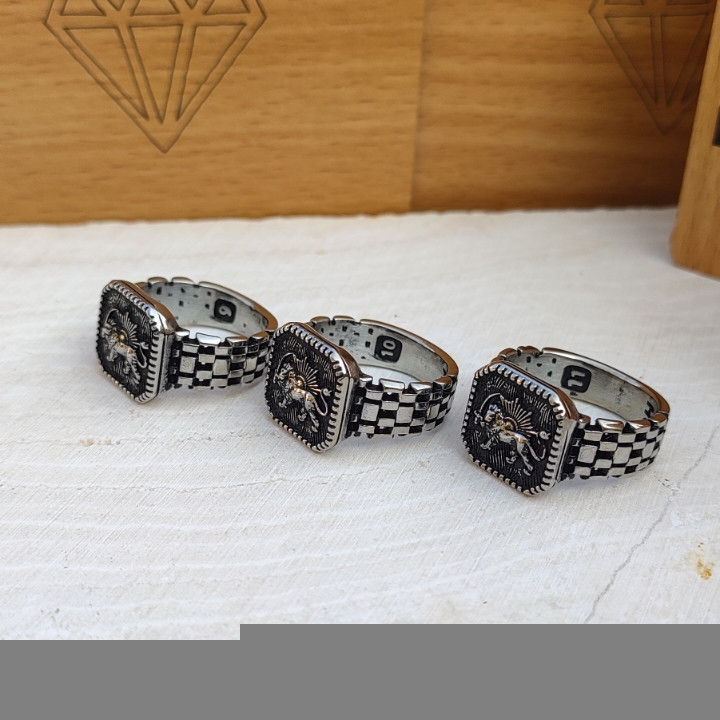 خرید انگشتر شیر و خورشید نقره ای