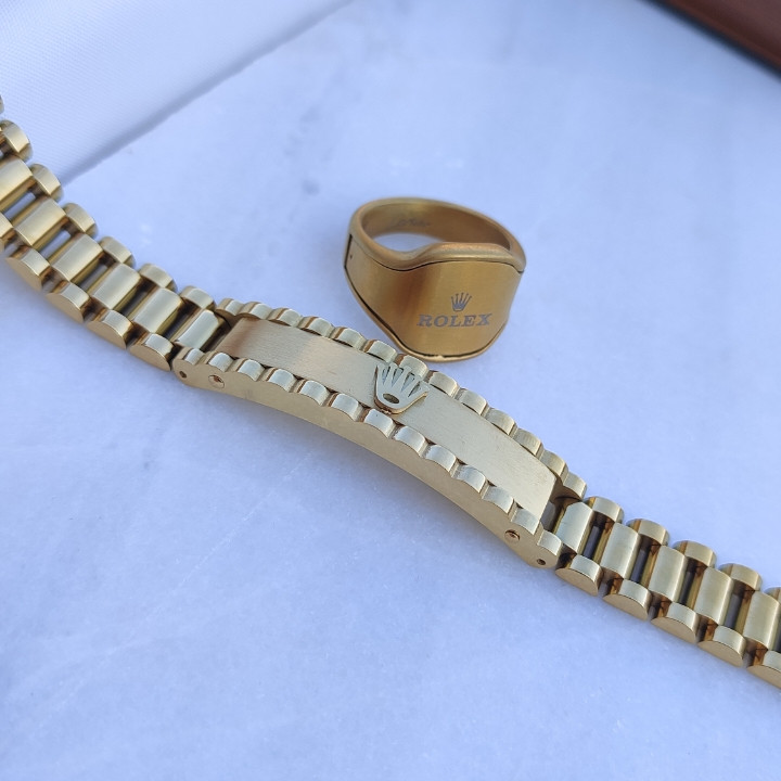دستبند مردانه طلایی رنگ ثابت رولکس