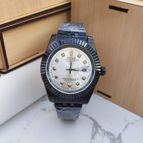 ساعت مشکی مردانه بند استیل رولکس