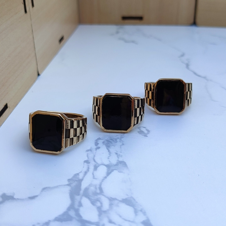 انگشتر مردانه نگیندار مشکی رنگ ثابت سیاه قلم