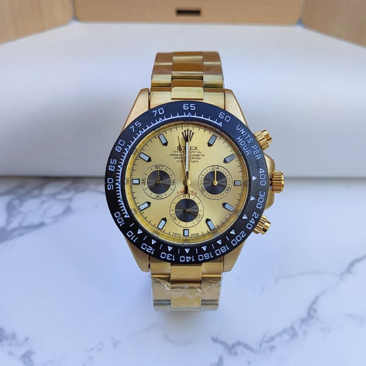 ساعت سه موتور مردانه طلایی رولکس