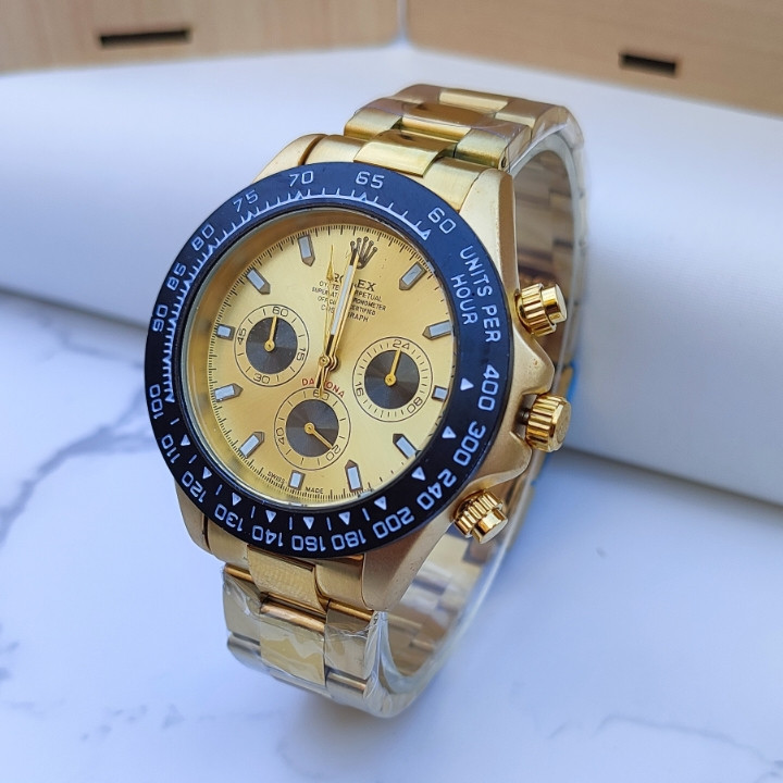 ساعت مردانه رولکس طلایی سه موتور