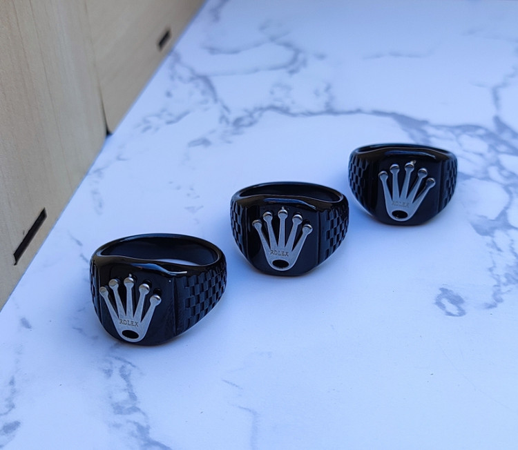 انگشتر استیل مشکی نقره ای رولکس رنگ ثابت