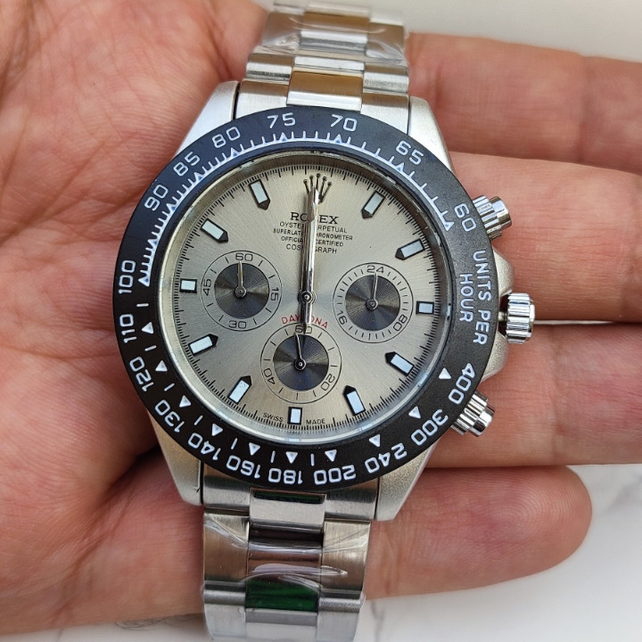 ساعت رولکس سه موتور مردانه نقره ای