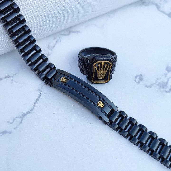 ست انگشتر و دستبند رولکس استیل مردانه