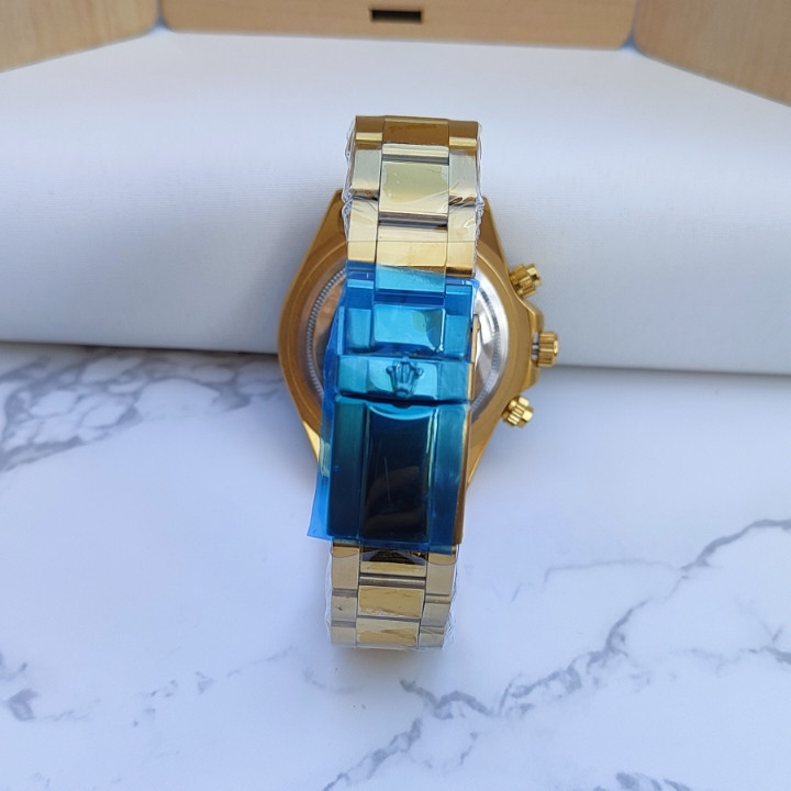 ساعت بند استیل طلایی مردانه رولکس سه موتور