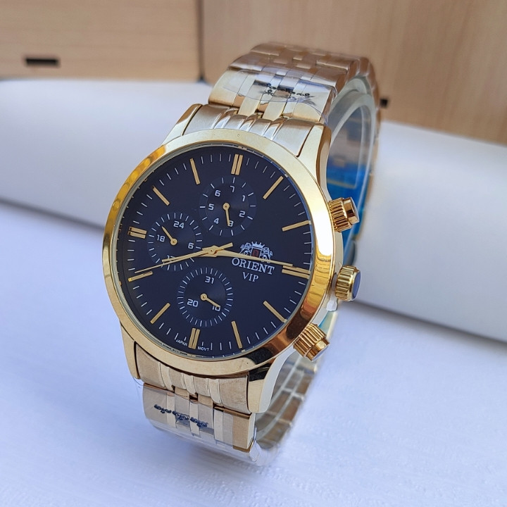 خرید ساعت اورینت سه موتور مردانه طلایی