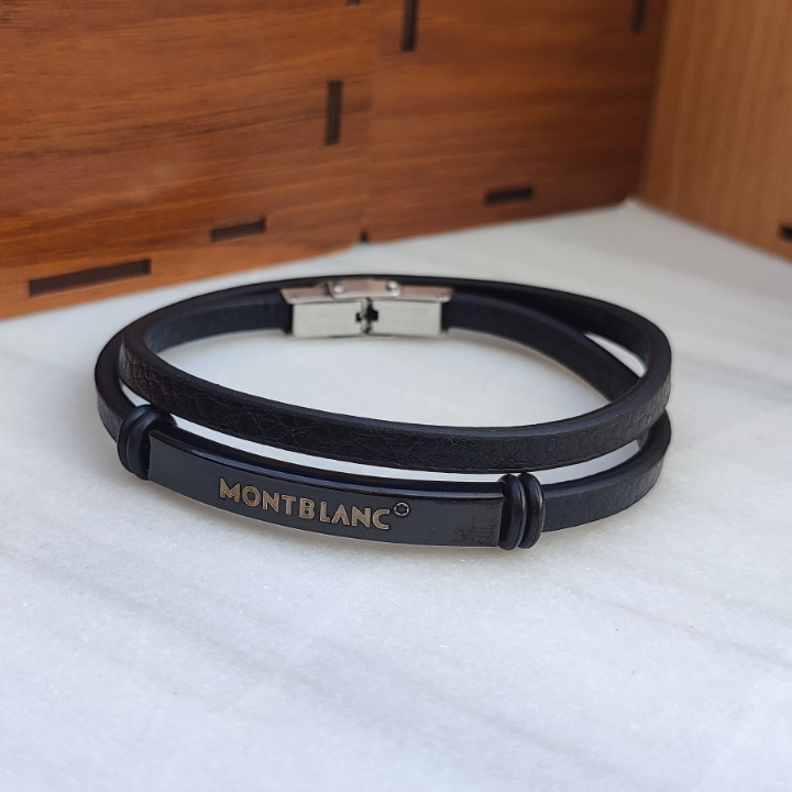 خرید دستبند چرمی مون بلان مشکی