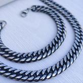 خرید ست زنجیر و دستبند سیاه قلم مردانه استیل