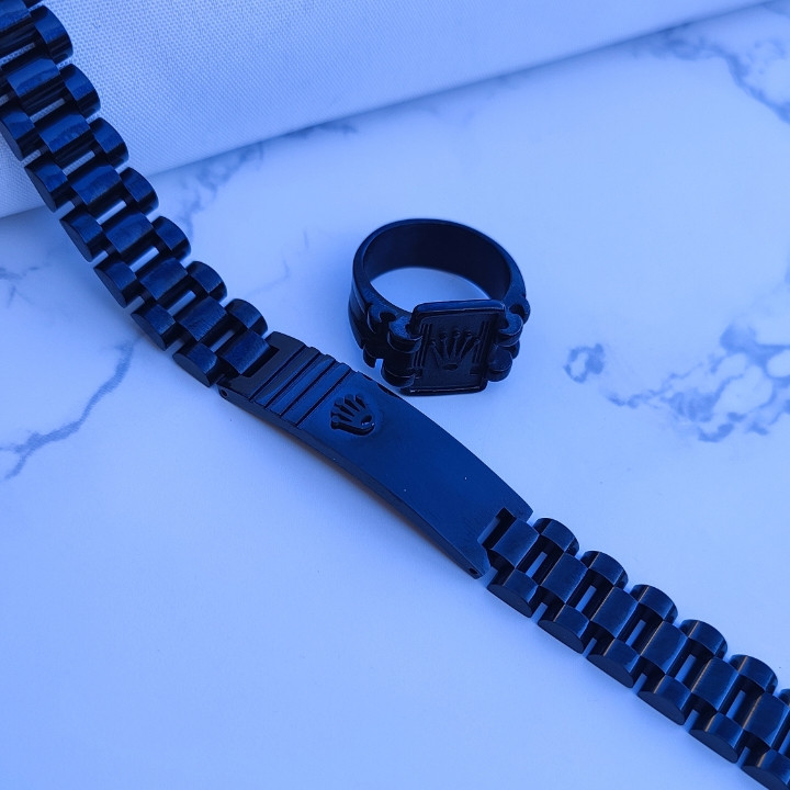 خرید دستبند مردانه مشکی استیل رنگ ثابت شیک