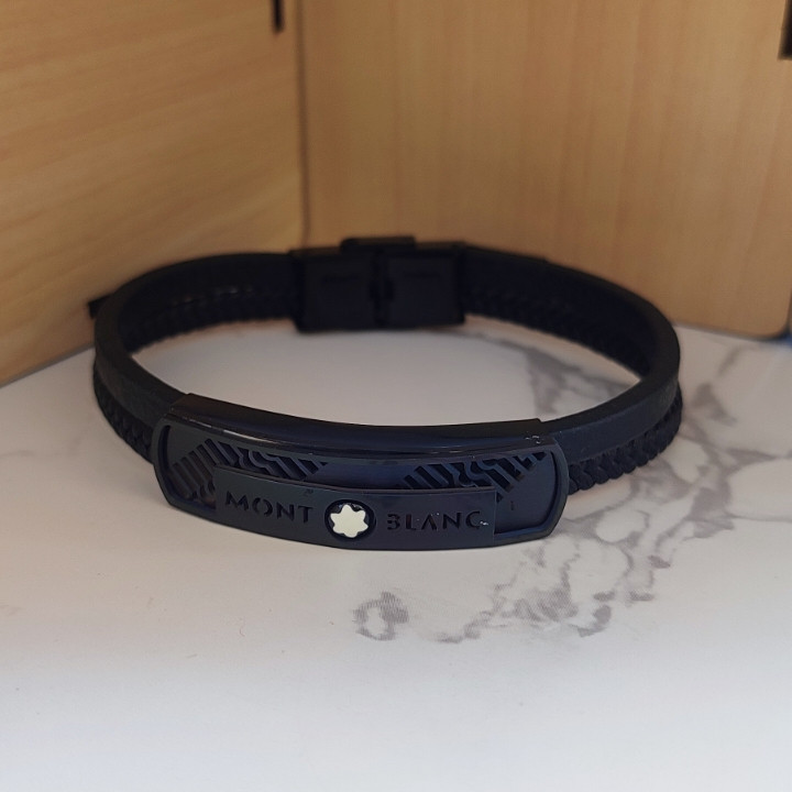 خرید دستبند چرمی مردانه مون بلان مشکی