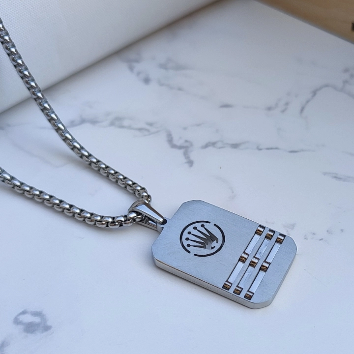 خرید گردنبند رولکس نقره ای رنگ ثابت