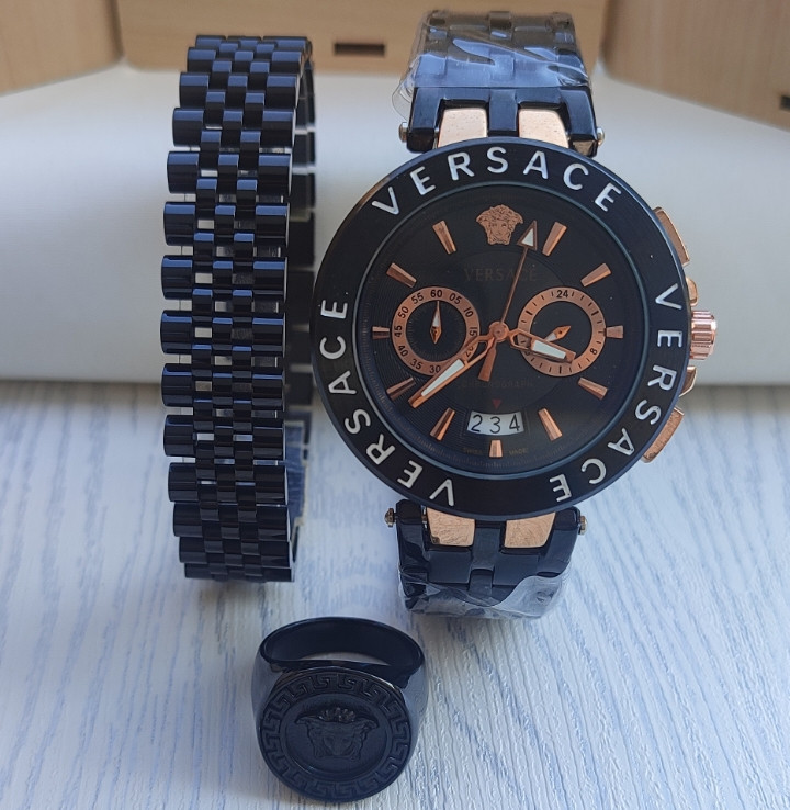 خرید ست ساعت دستبند انگشتر مردانه مشکی قیمت مناسب