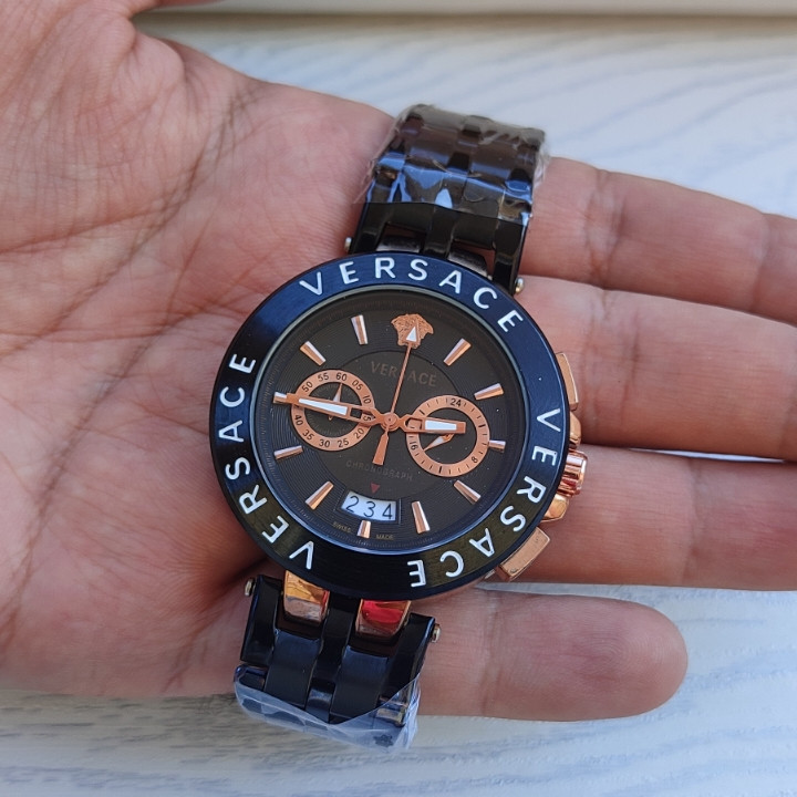 خرید ساعت مشکی مردانه سه موتور ورساچه شیک ارزان