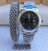 خرید ست ساعت دستبند انگشتر مردانه نقزه ای