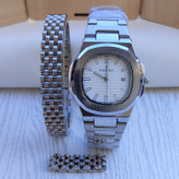 خرید ست ساعت و دستبند مردانه نقره ای استیل