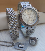 خرید ست ساعت و دستبند مردانه نقره ای استیل