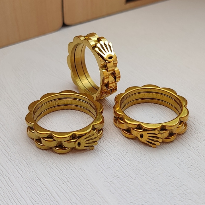 انگشتر رولکس طلایی پسرانه رنگ ثابت استیل