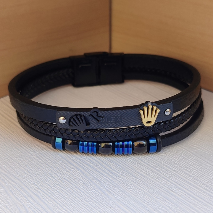 خرید دستبند رولکس چرمی پسرانه