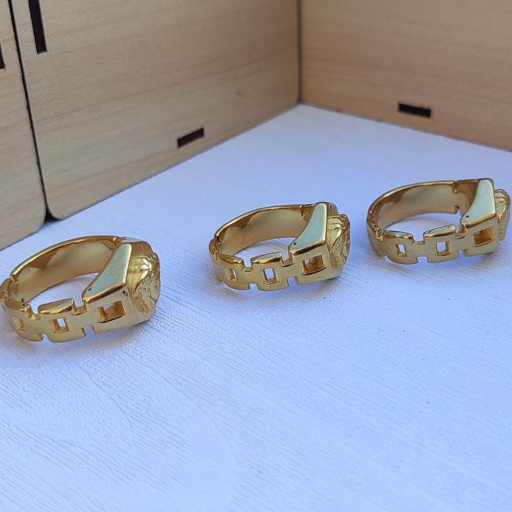 خرید انگشتر استیل مردانه طلایی رنگ ثابت