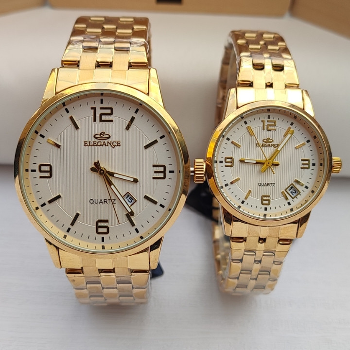 خرید ست ساعت طلایی مردانه زنانه استیل