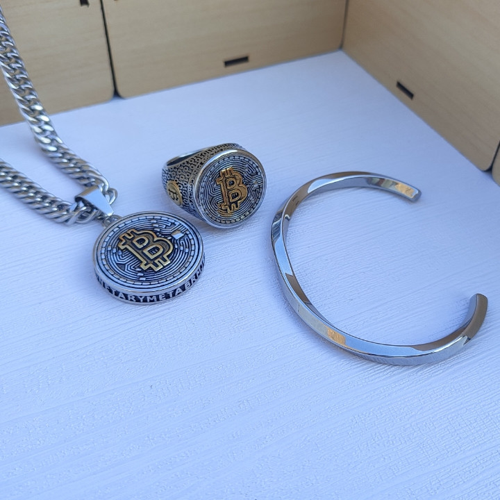 خرید ست گردنبند و دستبند پسرانه نقره ای