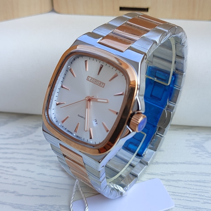 خرید ساعت لدفورت مردانه طلایی نقره ای استیل رنگ ثابت