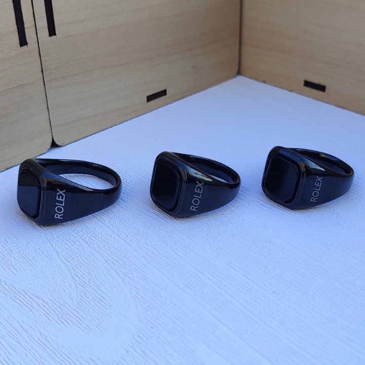 خرید انگشتر رولکس مشکی مردانه نگینی