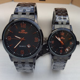 خرید ست ساعت مردانه زنانه استیل مشکی الگانس قیمت مناسب