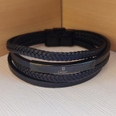 خرید دستبند چرمی پسرانه چهار دور مشکی کارتیر