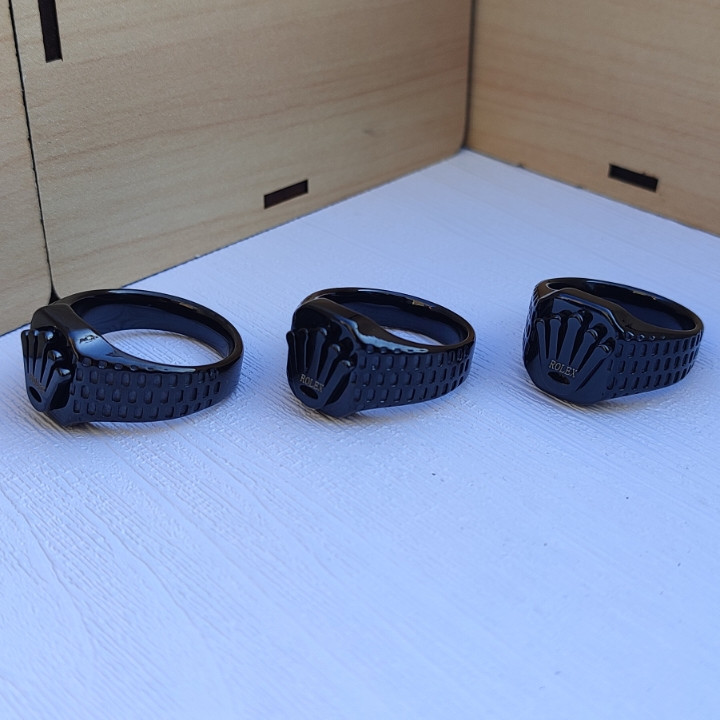 خرید انگشتر مشکی پسرانه رولکس رنگ ثابت