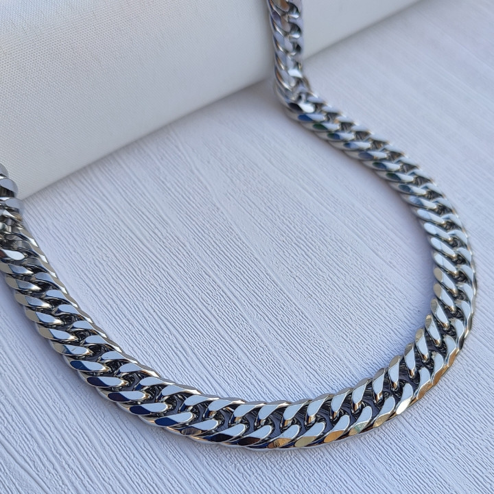 خرید زنجیر کارتیه استیل پسرانه رنگ ثابت نقره ای