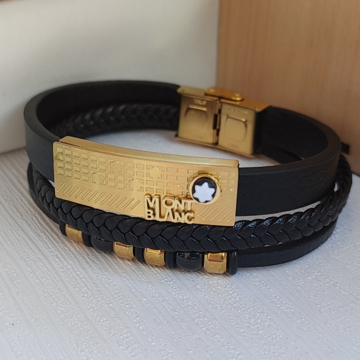 خرید دستبند مردانه چرمی چند ردیفه