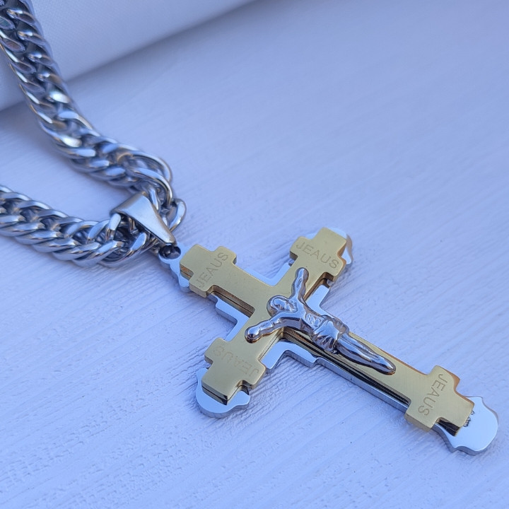 خرید گردنبند صلیب مردانه رنگ ثابت