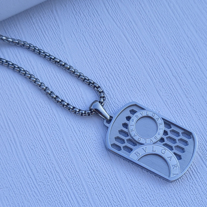 خرید گردنبند بولگاری نقره ای استیل رنگ ثابت