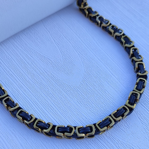 خرید زنجیر مشکی طلایی مردانه بیزانس رنگ ثابت