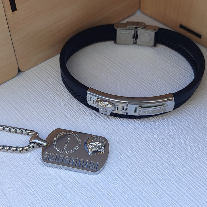 خرید ست گردنبند و دستبند پسرانه ورساچه