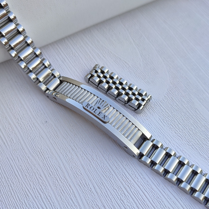 خرید دستبند رولکس نقره ای مردانه استیل رنگ ثابت