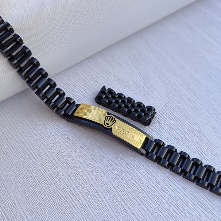 خرید دستبند مردانه مشکی رولکس رنگ ثابت