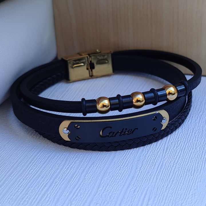 خرید دستبند چرمی کارتیر چند ردیفه