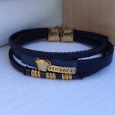 خرید دستبند مردانه چرمی چند ردیفه۲