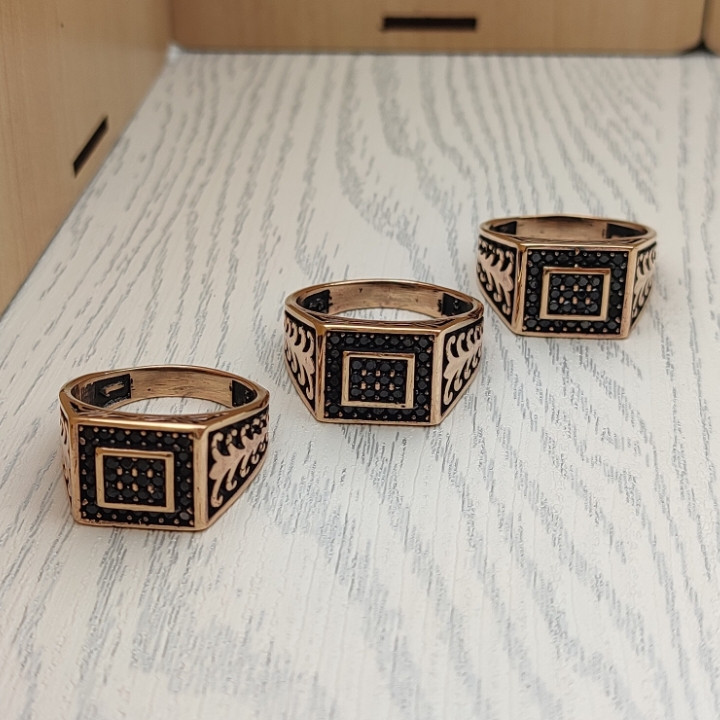 خرید انگشتر مردانه سیاه قلم رنگ ثابت