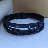 خرید دستبند چرمی مونت بلانک مشکی چند دور