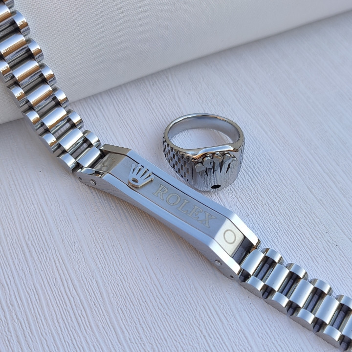 خرید دستبند انگشتر مردانه نقره ای ست