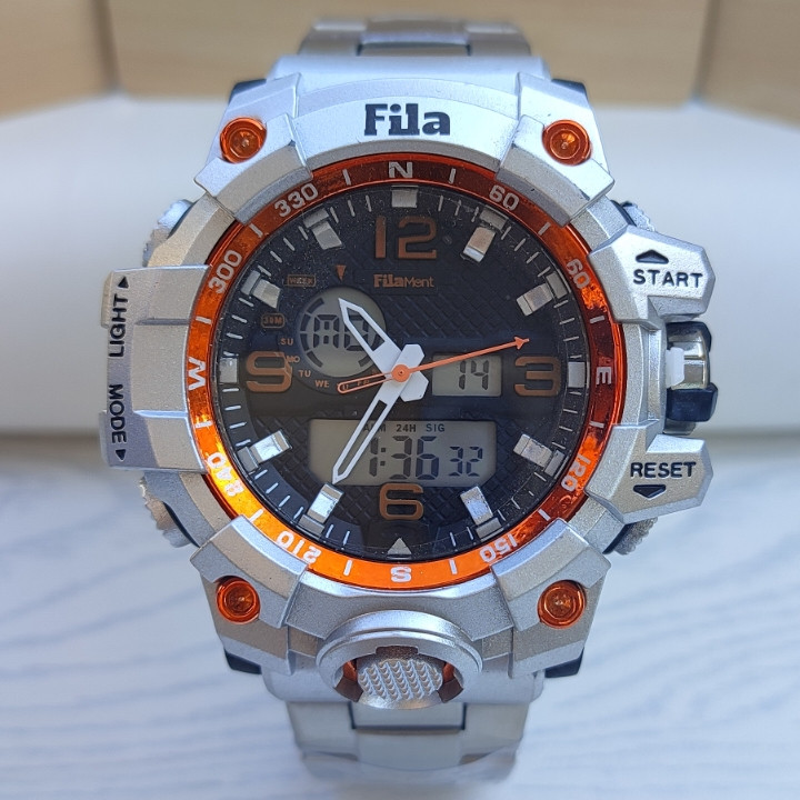 خرید ساعت دو زمانه مردانه ضدآب استیل