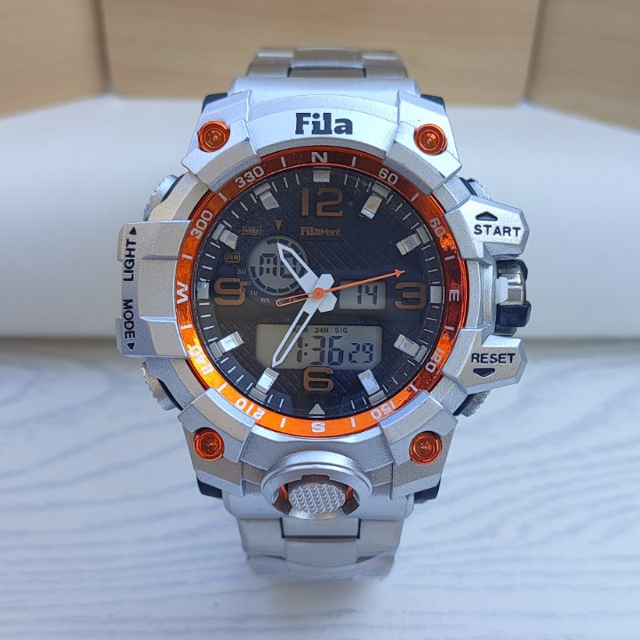 خرید ساعت دو زمانه مردانه ضدآب استیل